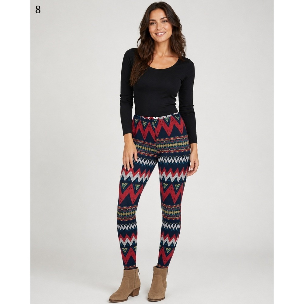 Earthbound Trading Co Leggings Womens Small Medium Multicolor Aztec Print Soft‎